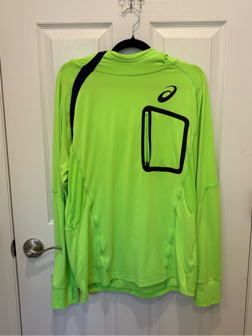 Asics Men’s Neon Lime Long-Sleeve Training Hoodie with Black Accents #1245